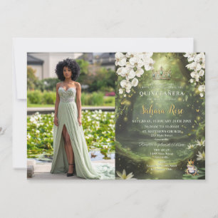 Betoverende Prinses & Kikker Groene Quinceañera Fo Kaart