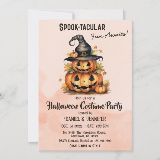 Betoverende Pumpkin Witch Pet leuke Halloween fees Kaart (Voorkant)