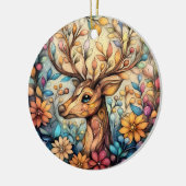 Betoverende rendier kerst  keramiek keramisch ornament (Links)