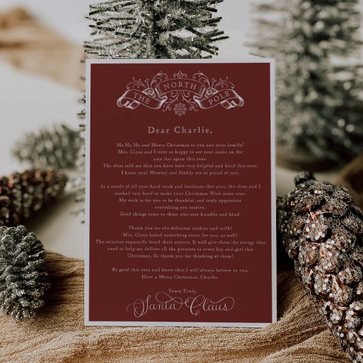 Betoverende rode Kerstman Kerstdag brief
