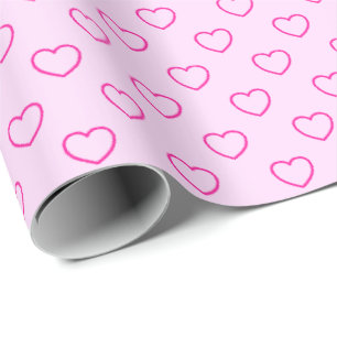 Betoverende Roze Harten Op Lichtroze Cadeaupapier