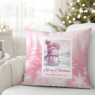 Betoverende Roze Kerstbos Scene Kinderen Kussen Ca
