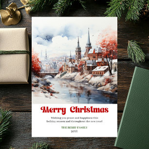 Betoverende rustieke kerstscene minimalistisch  feestdagenkaart
