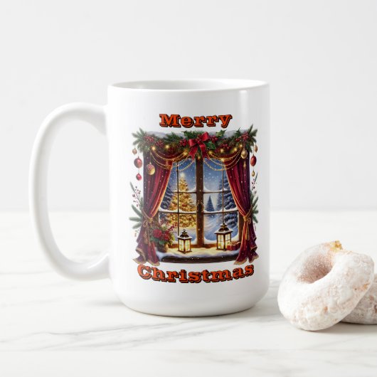 Betoverende Snowy Window Display Koffiemok (Met donut)