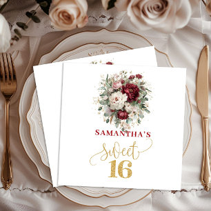 Betoverende Sweet 16 Blush Burgundy Servetten