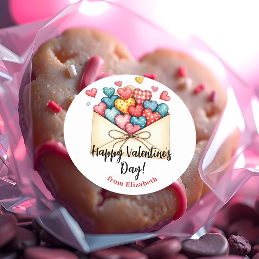 Betoverende Valentijnsdag-envelop met harten Ronde Sticker