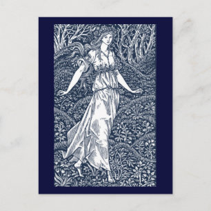Betoverende vrouw in het bos in William Morris-sti Briefkaart