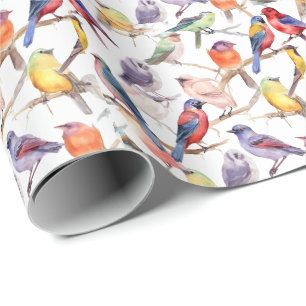 Betoverende Waterverf vogelpatroon Cadeaupapier