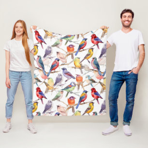 Betoverende Waterverf vogelpatroon Fleece Deken