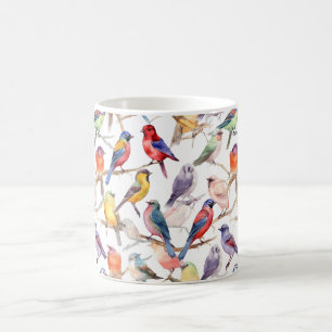 Betoverende Waterverf vogelpatroon Koffiemok