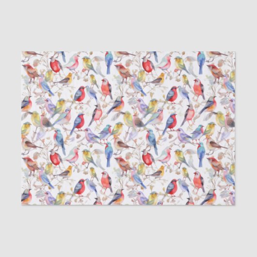 Betoverende Waterverf  vogelpatroon Tissuepapier (Voorkant)