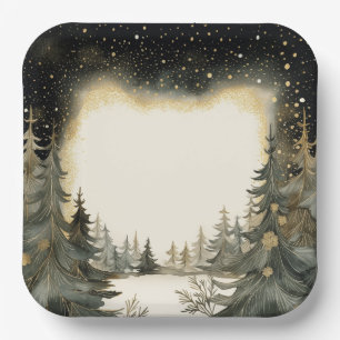 Betoverende Woodland Christmas Papieren Bordje
