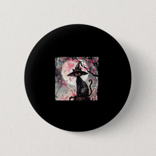 Betoverende zwarte kat en heks Pet Halloween kunst Ronde Button 5,7 Cm