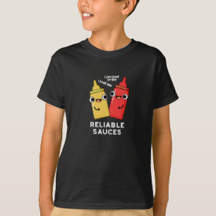 Betrouwbare Sauces Funny Food Pun Dark BG T-shirt