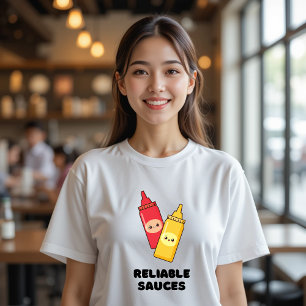 Betrouwbare sauzen Mosterd Ketchup Grappig Eten T-shirt