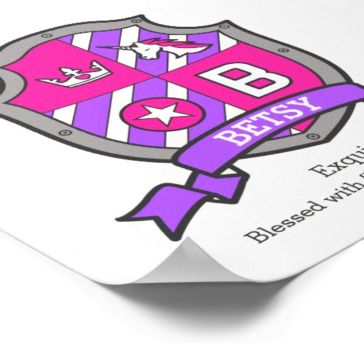 Betsy-naam betekent eenhoorn letter B, crest poste Poster (Hoek)