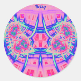 BETSY ~ Pink Blue en Green BRIGHT FUN! ~ Ronde Sticker