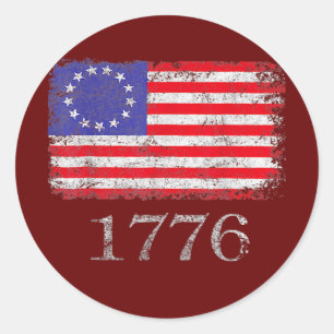 Betsy Ross 4 juli Amerikaanse vlag 1776 Retro Ronde Sticker
