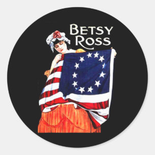 Betsy Ross Amerikaanse Vlag 1776 Art 4th of July G Ronde Sticker