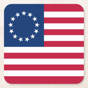 Betsy Ross Amerikaanse vlag Vierkante Kartonnen Onderzetter