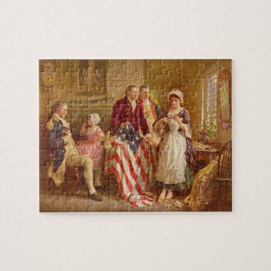 Betsy Ross coudre le puzzle du drapeau américain (Horizontal)