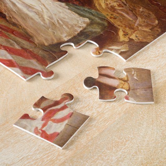 Betsy Ross coudre le puzzle du drapeau américain (Côté)