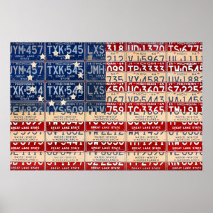Betsy Ross Style American License Bord Flag Art Poster