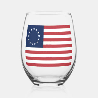 Betsy Ross Vlag Ontwerp Wijnglas Zonder Voet
