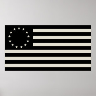 Betsy Ross Vlag Zwart: Amerikaanse sterren cirkel Poster