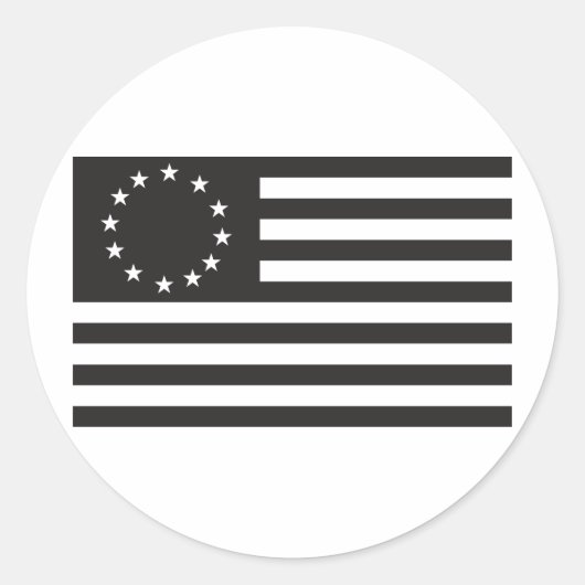 Betsy Ross vlag - Zwart Ronde Sticker (Voorkant)