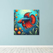 Betta fish canvas afdruk (Insitu (Houten vloer))