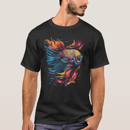 Betta Fish Cool Abstract Colorful T-shirt (Voorkant)
