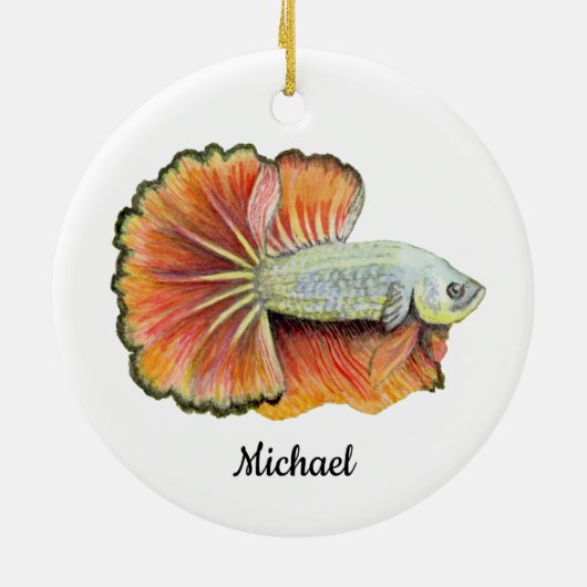 Betta Fish Keramisch Ornament (Achterkant)