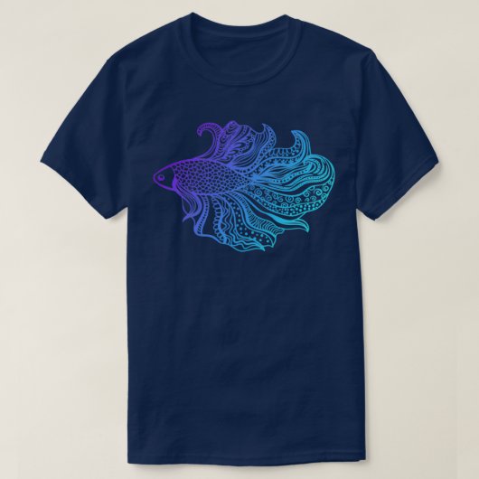 Betta Fish PurpleCyan T-shirt (Design voorkant)