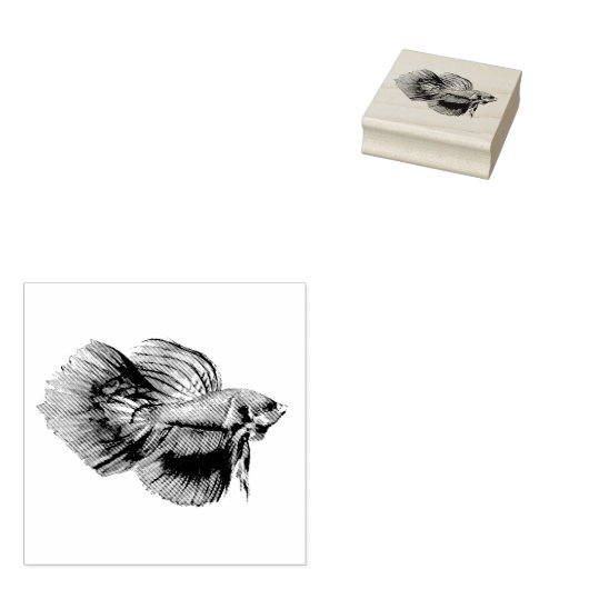 Betta Fish Rubberstempel (Gestempeld)