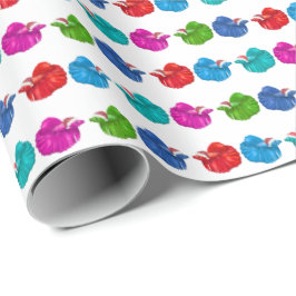 Betta Fish Santas Wrapping Paper Cadeaupapier