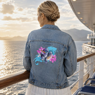 Betta Siamese kempvis Lotusgolven Blauw Denim Jacket