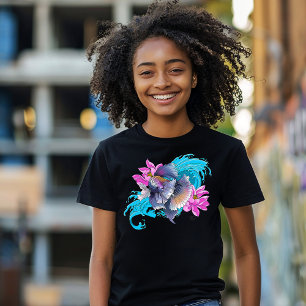 Betta Siamese kempvis Lotusgolven Blauw T-shirt
