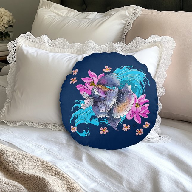 Betta Siamese kempvis Rond Kussen (Creator heeft geüpload)