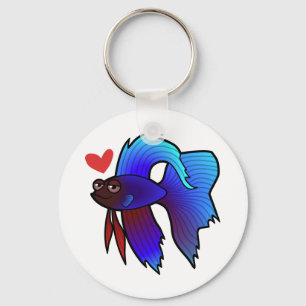 Betta Vissen / Siamese Vechtvissen Liefde Sleutelhanger