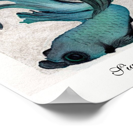 Betta Warrior Fish Original Waterverf Print (Hoek)