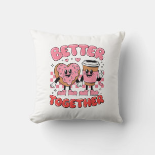 Better Together Coffee Donut Retro Groovy Stijl Kussen