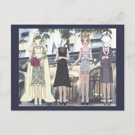 Betty, Art Deco Bruid van het Paper Doll Briefkaar Briefkaart (Voorkant)
