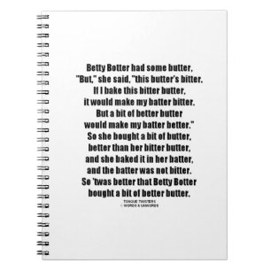 Betty Botter Better Butter (Tongue Twister) Notitieboek