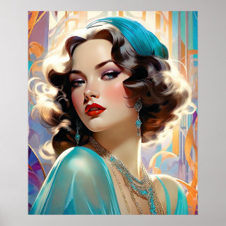 Betty Een mooie Art Deco Vrouw Poster