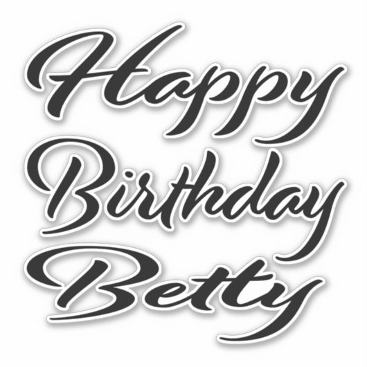 Betty Name Prénom Anniversaire de Black Sticker (Devant)