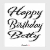 Betty Name Prénom Anniversaire de Black Sticker (Feuille)