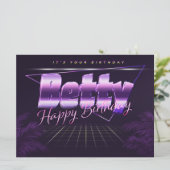 Betty Name Prénom lila retro Carte Anniversaire (Debout devant)
