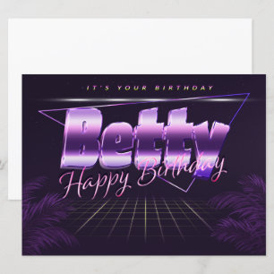 Betty Name Prénom lila retro Carte Anniversaire