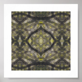Betwixt Abstract Dark Yellow Black Watercolor Art Poster